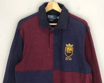Vintage 90's Polo Ralph Lauren Rugby Shirt Colorblock Large Polo