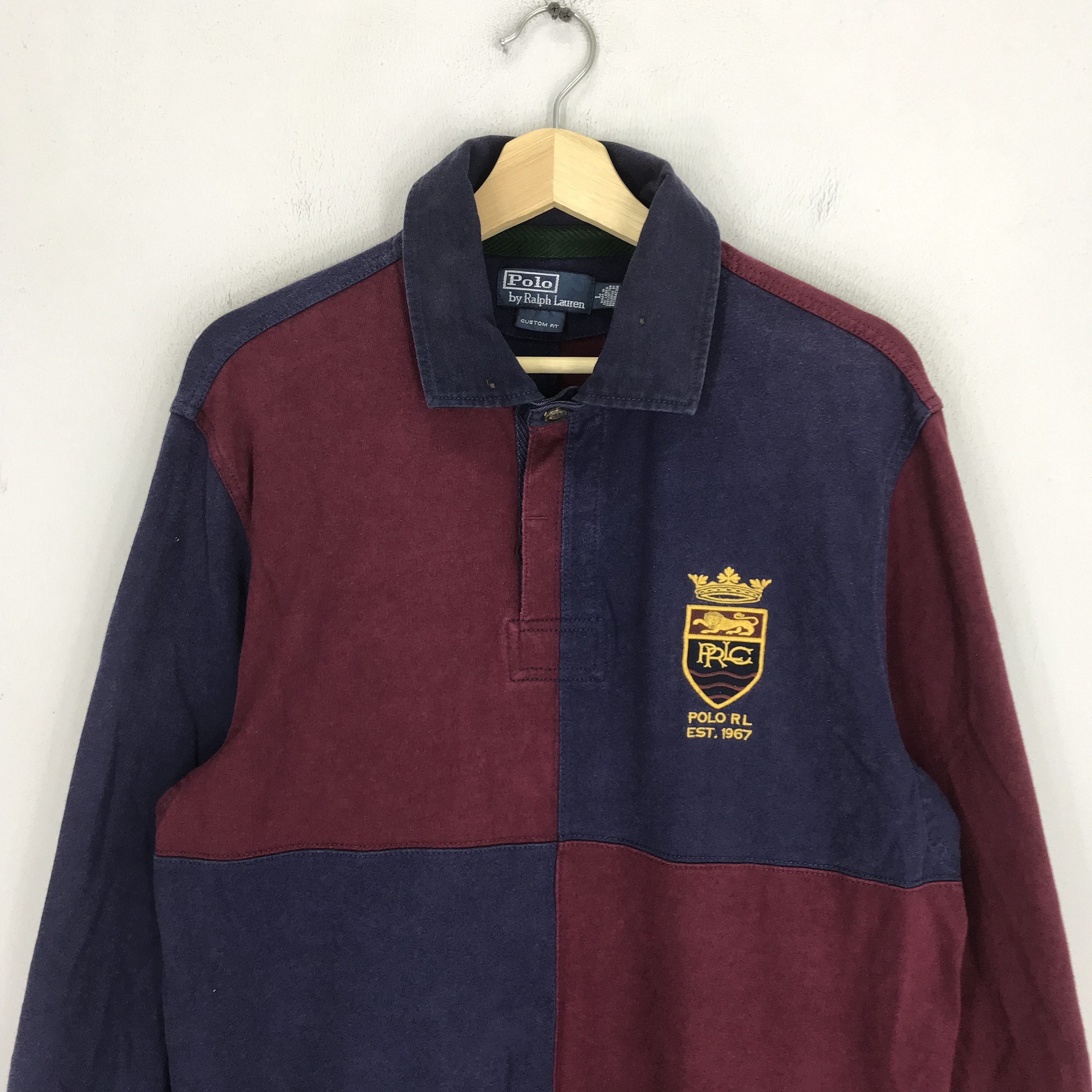 Vintage 90's Polo Ralph Lauren Rugby Shirt Colorblock Large Polo