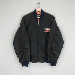 Rare!! Vintage Flight Jacket Air Crew Bomber Jacket Black Zipper Jacket Flyers Jacket Size L