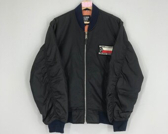 ¡Excepcional! Chaqueta de vuelo vintage, chaqueta bomber Air Crew, chaqueta negra con cremallera, chaqueta Flyers, talla L