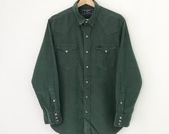 Vintage Polo Sport Ralph Lauren Green Corduroy Shirt Large Polo Ralph Lauren Western Casual Button Down Oxford Ralph Lauren Shirt Size L