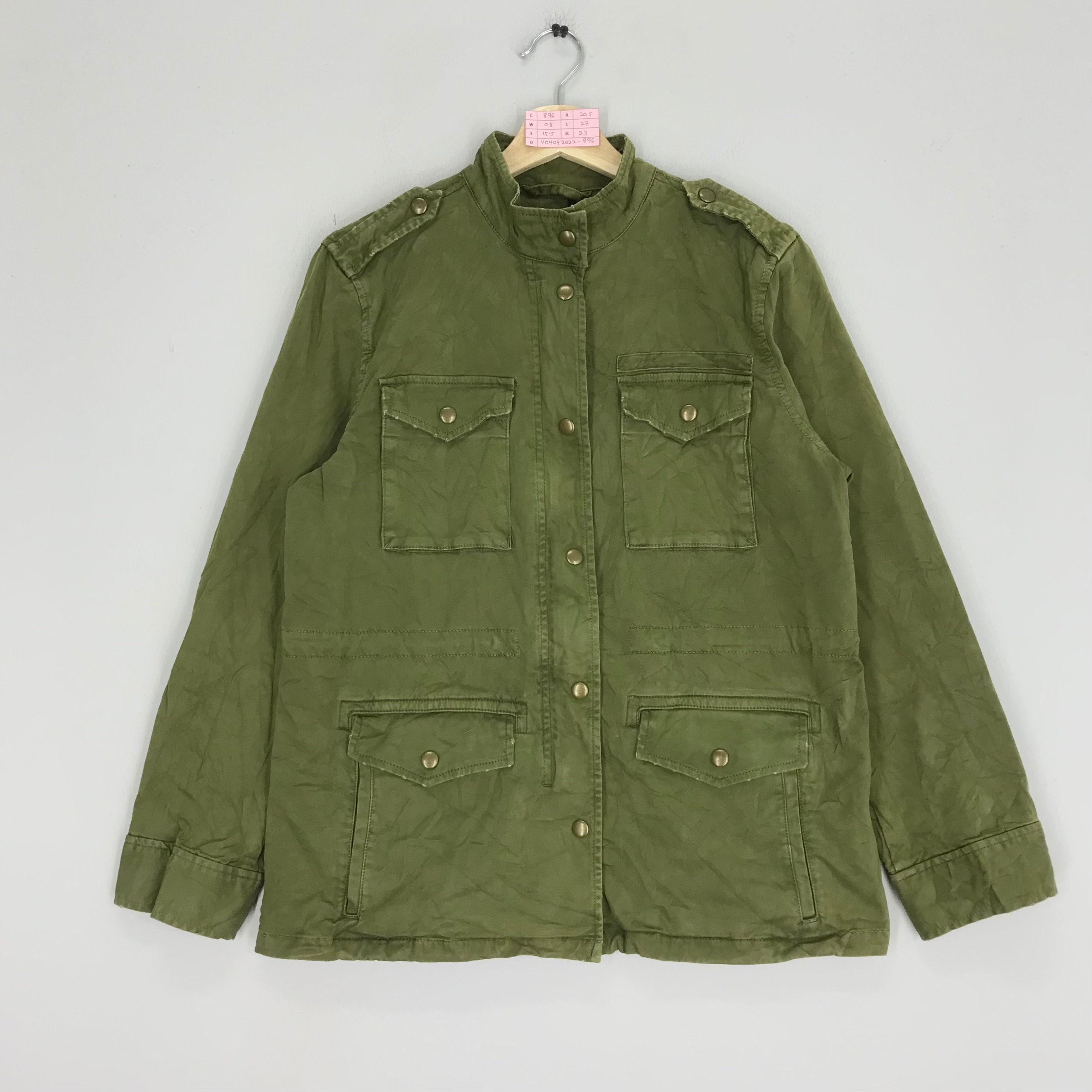 Rare!! Gap Olive Green Denim Jeans Worker Jacket Four Pocket
