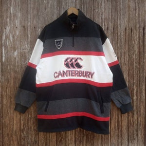 CANTERBURY New Zealand Big Logo Canterbury Rugby Colourblock Half Zipper Sweatshirts Size L