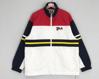 Giacca a vento vintage Fila Sport, taglia M, giacca leggera con cerniera Fila Spell Out Big Logo, giacca antivento Fila Sport Colorblock, taglia M