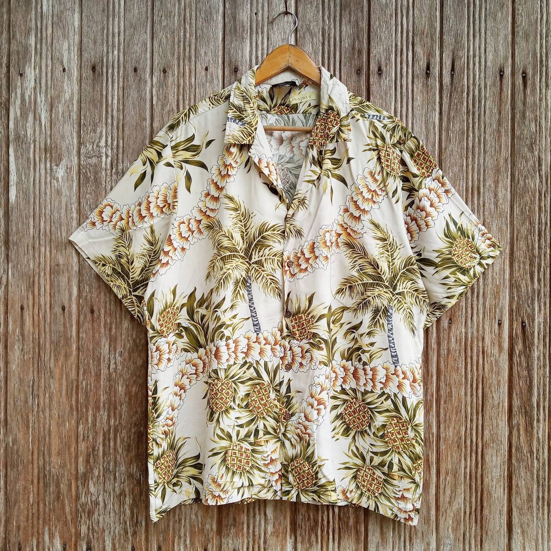 HAWAIIAN Rayon Shirt Floral Hawaii Style Button Down Shirt XL - Etsy