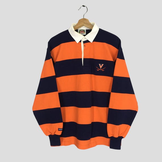 Vintage Barbarian Rugby Polo Shirt Horizontal Striped Large