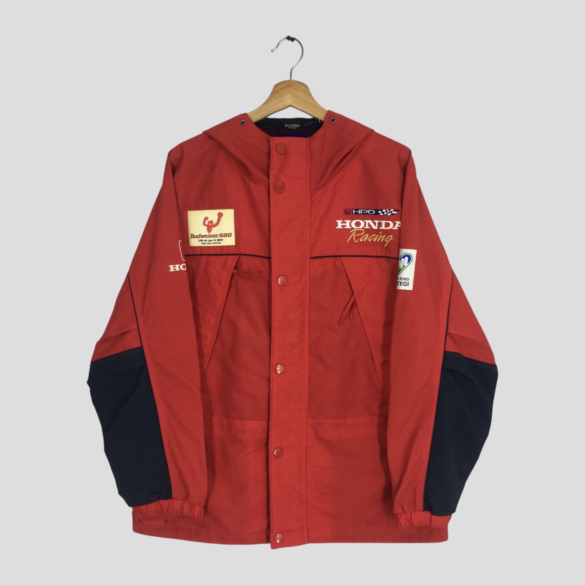 Vintage 90's Honda Racing Team Hoodie Red Jacket Large Honda