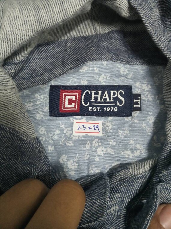 CHAPS Button Down Soft Denime Sweater Hoodie Styl… - image 5