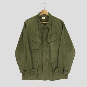 Vintage 80&#39;s US Army Field Jacket Olive Green Medium Combat Army Four Pocket Field Jacket Battle Dress  Workwear Army M65 Field Coat Size M
