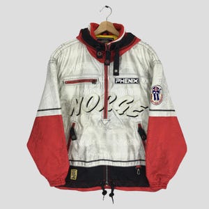 Vintage 90s Phenix Ski Wear Winter Jacket Hoodie Colorblock Xlarge Phenix Alpine Ski Team Cold Weather Snow Gear Bomber Jacket Coat Size XL