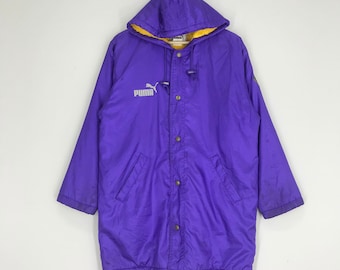 Rare!! Puma Sport Big Logo Warmer Jacket Hoodie Puma Cougars Sportswear  Purple Jacket Light Zipper Jacket Size M