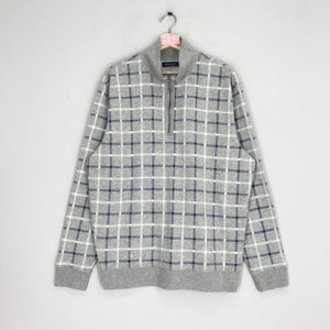 Vintage Nautica Sailing Gear Gray Checkered Sweatshirts Half Zipper Nautica Sportswear Nautica Sweater Nautica Crewneck Size XL