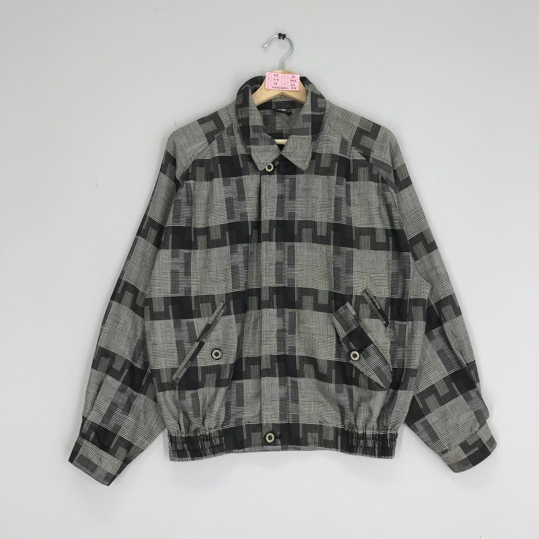 90’s Harrington Jacket Check Short Vintage 90's Checkered Jacket Plaid Checked Harrington Retro