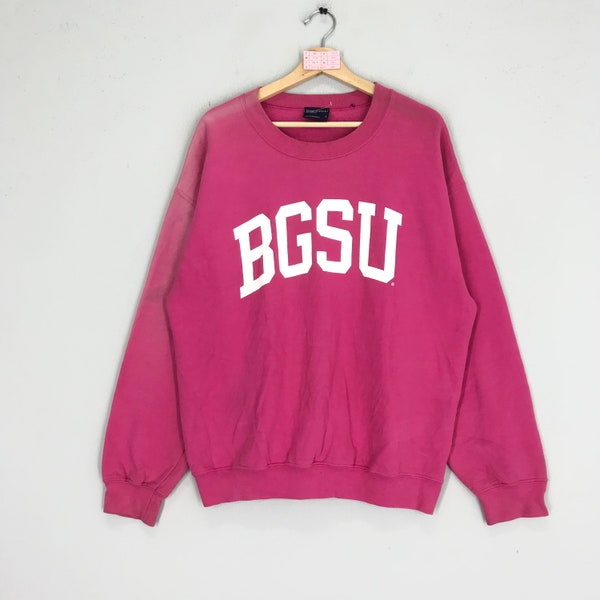 Vintage Bowling Green State University BGSU Sweater University Crewneck Pink Pullover Bgsu Logo Sweatshirt Pullover Size L