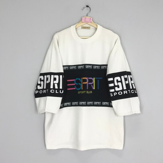 vintagegallaggers Vintage 90s Esprit Sweatshirt Esprit Crewneck Esprit Sweater Pullover White Esprit Casual Street Fashion Jumper Size L