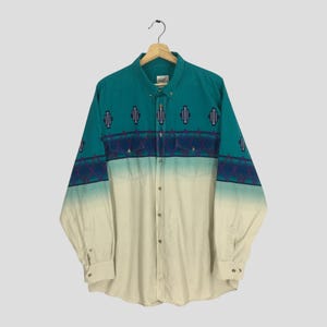 ヴィンテージ 90年代 レトロ エクスプレス ライダー ウエスタンシャツ XL ダブルポケット トライバル アステカ ナバホ柄 ボタンダウンシャツ ロデオ オックスフォードシャツ サイズ XL