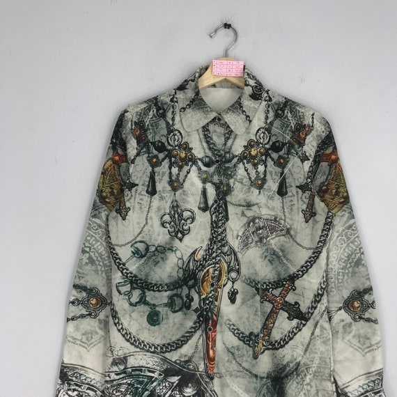 Vintage 90s Novelty Baroque Silk Shirt Buttondown… - image 3