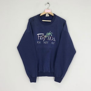 Vintage Florida Sweatshirts Florida Fort Lauderdale Sweater Florida Crewneck Embroidery Logo Florida City Pullover Florida Jumper Size XL