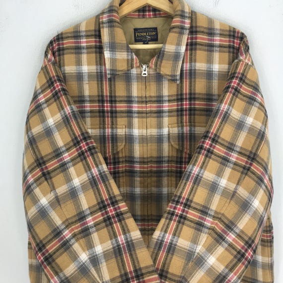 Vintage Pendleton Checkered Brown Jacket Medium P… - image 9