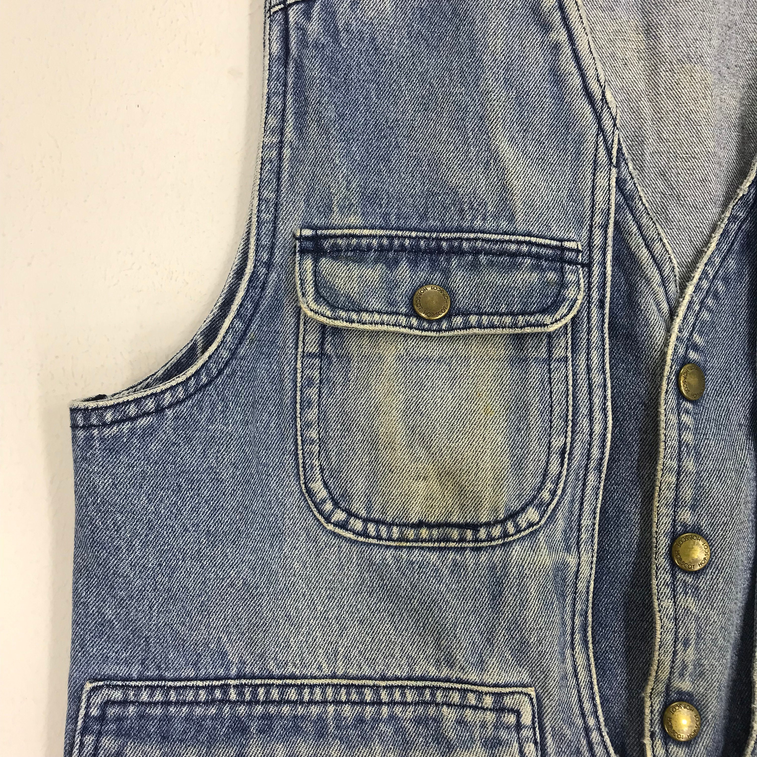 Vintage Hop-scot Denim Jeans Sleeveless Tactical Utility