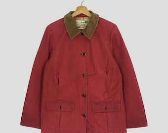 Giacca da lavoro vintage anni '90 LL Bean rossa a quattro tasche, taglia M, giacca da lavoro in denim LL Bean, cappotto da operaio, giacca in jeans, taglia M