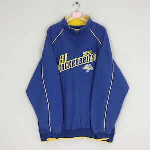 Felpe vintage South Dakota State University SDSU Jackrabbits Maglione South Dakota University Maglione blu con mezza cerniera Taglia 3XL