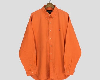 Vintage Polo Ralph Lauren Orange Casual Shirt Xlarge Polo Ralph Lauren Embroidery Polo Pony Button Down Shirt Formal Oxfords Polo RL Size XL