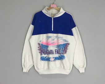 Vintage Niagara Falls Canada Sweater Half Zipper Sweatshirts Pullover Size L