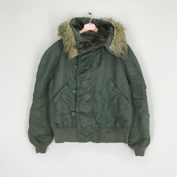 Vintage Alpha Industries Air Flying Hoodie Denmark Etsy Size Fur M Bomber Jacket Jacket Force - Zipper Flight Jacket Green