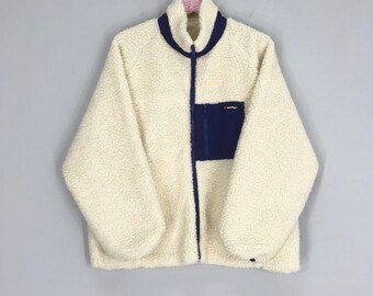Vintage Style Bulky Fleece Sweater Warmer Winter Jacket Zipper Fleece Outerwear Jacket Stylish Single Pocket Outdoor Warmer Coat Size XL