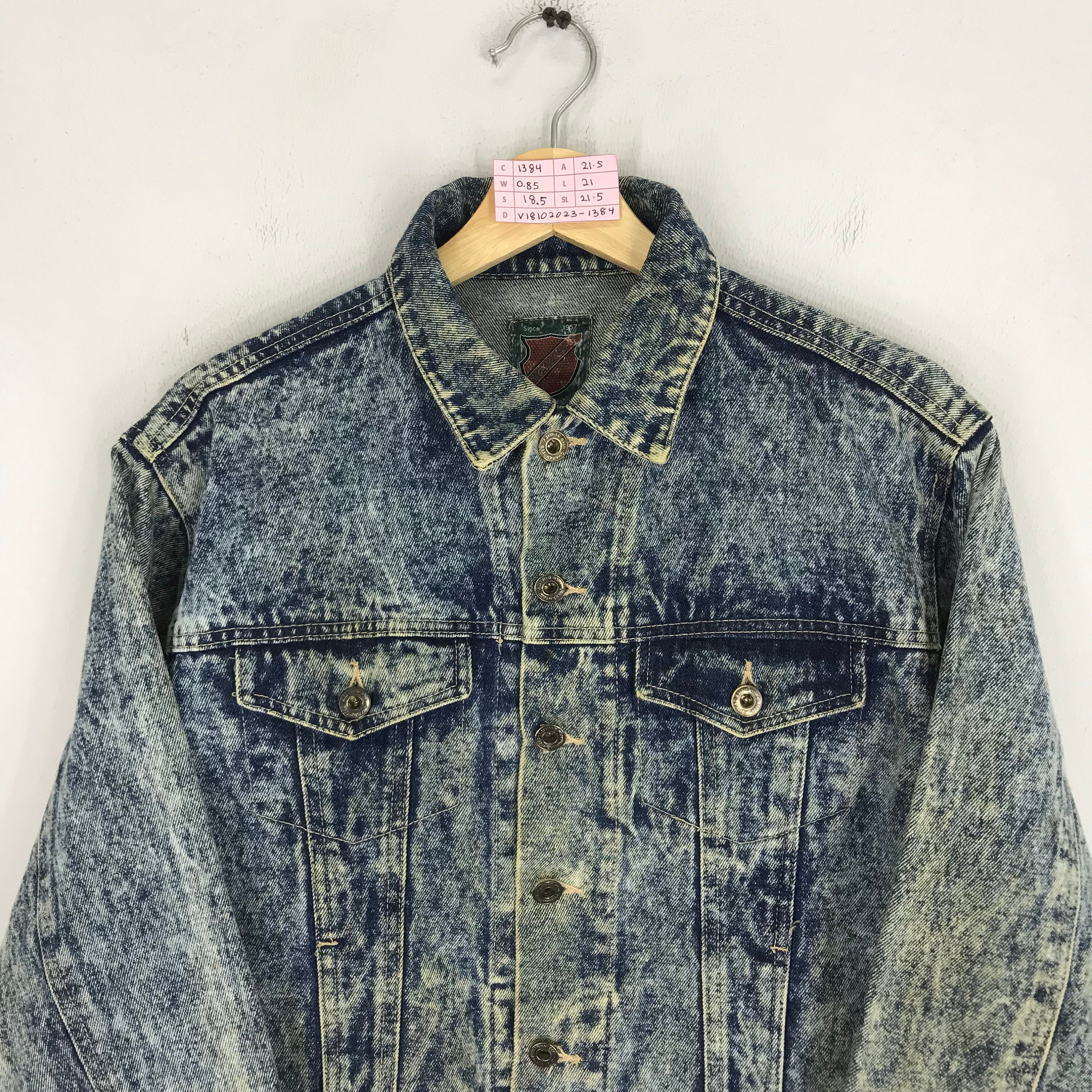 Vintage 90s Denim Bleach Trucker Jacket Acidwash Blue Denim