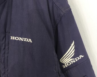 Vintage 90's Distressed Honda Motorsports Faded Blue Jacket