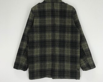 Vintage Plaid Shadow Checkered Multiple Pocket Wool Zipper Vintage Plaid Shadow Checkered Multiple Pocket Wool Zipper