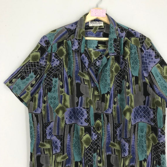 Vintage Abstract Pattern Baroque Polyester Shirt … - image 2