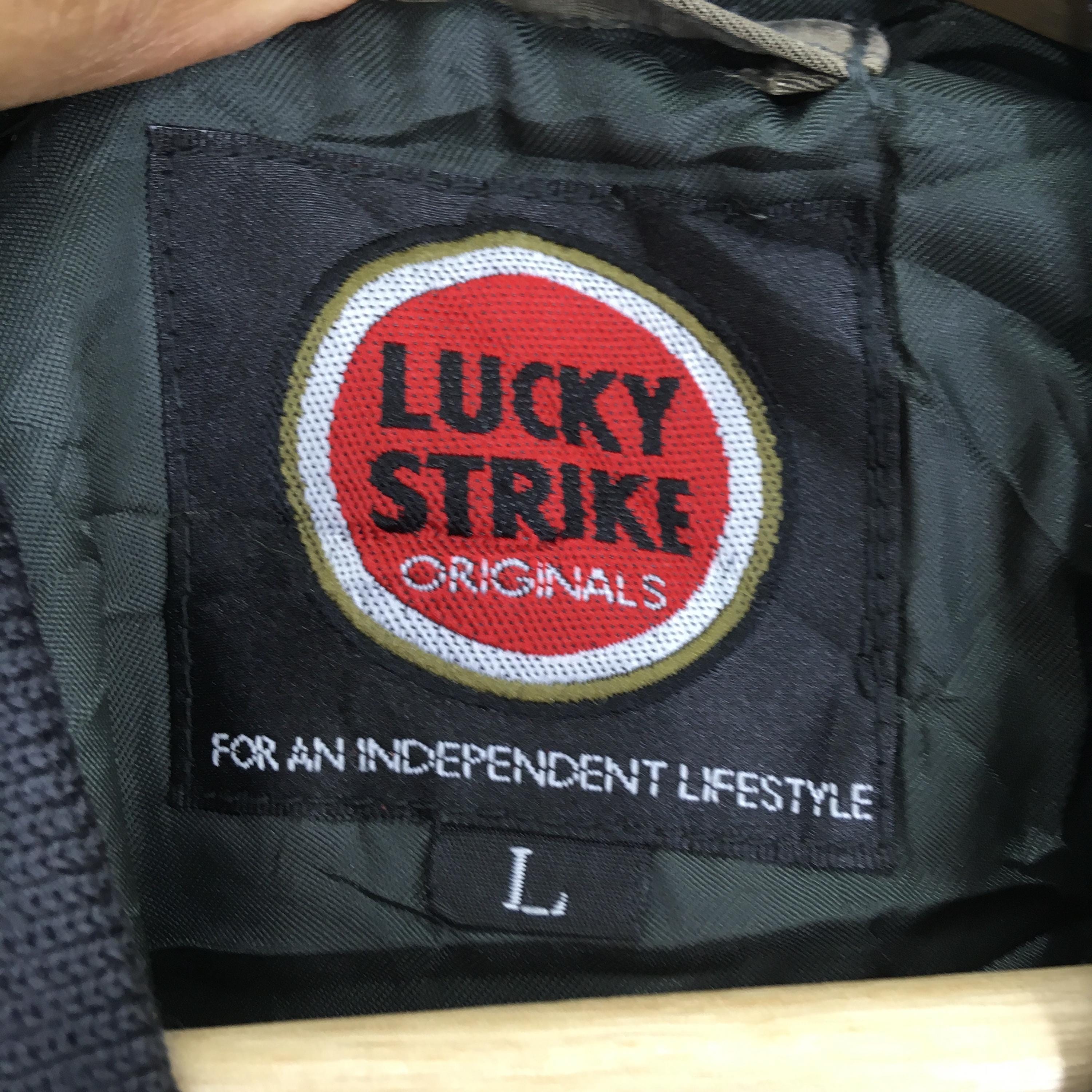 Vintage 90's Lucky Strike Olive Green Bomber Jacket Large Lucky