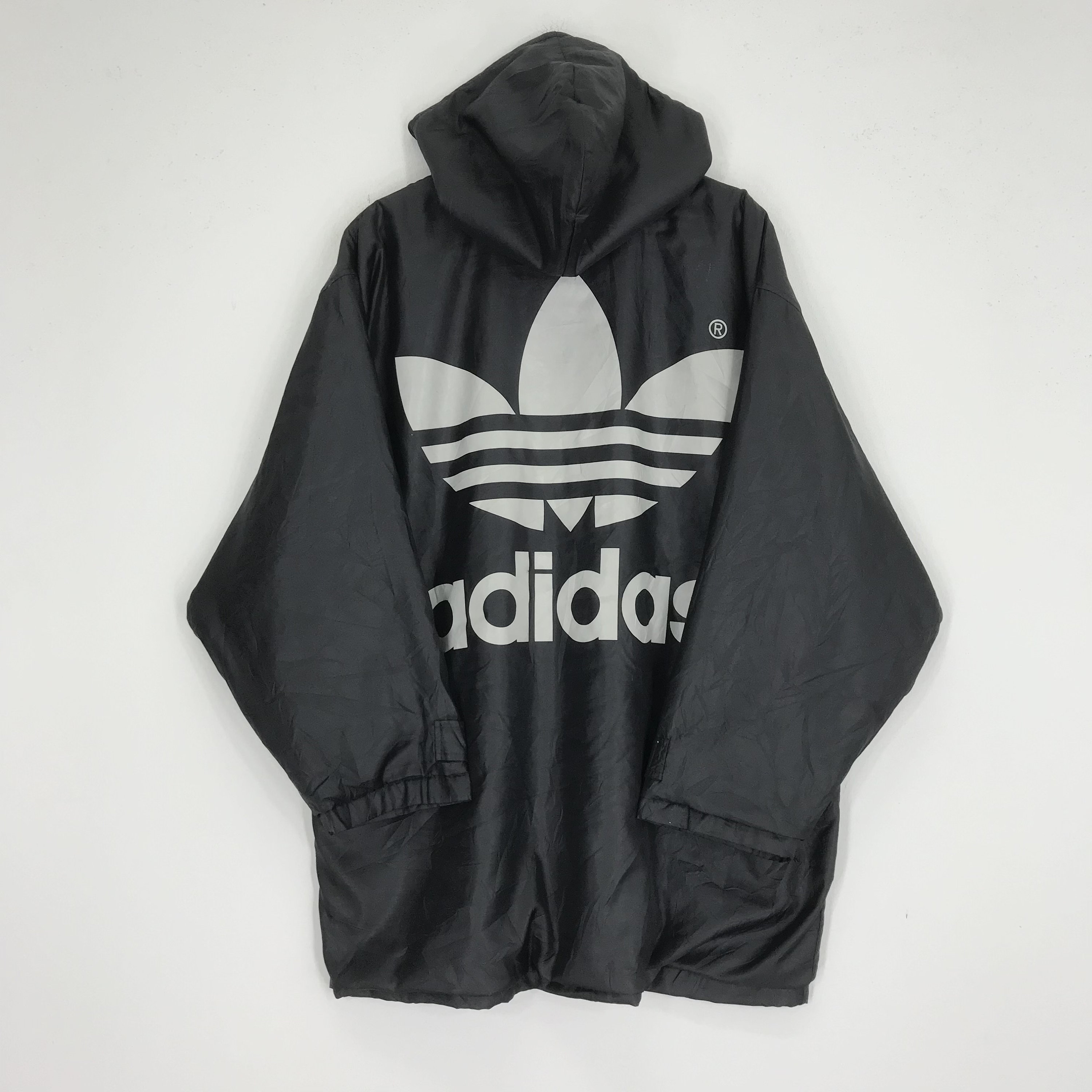 Vintage Adidas Trefoil Big Logo Hoodie Jacket Windbreaker Adidas Sportswear Sherpa Jacket Black Adidas Light Jacket Baggy Size XXL Etsy UK