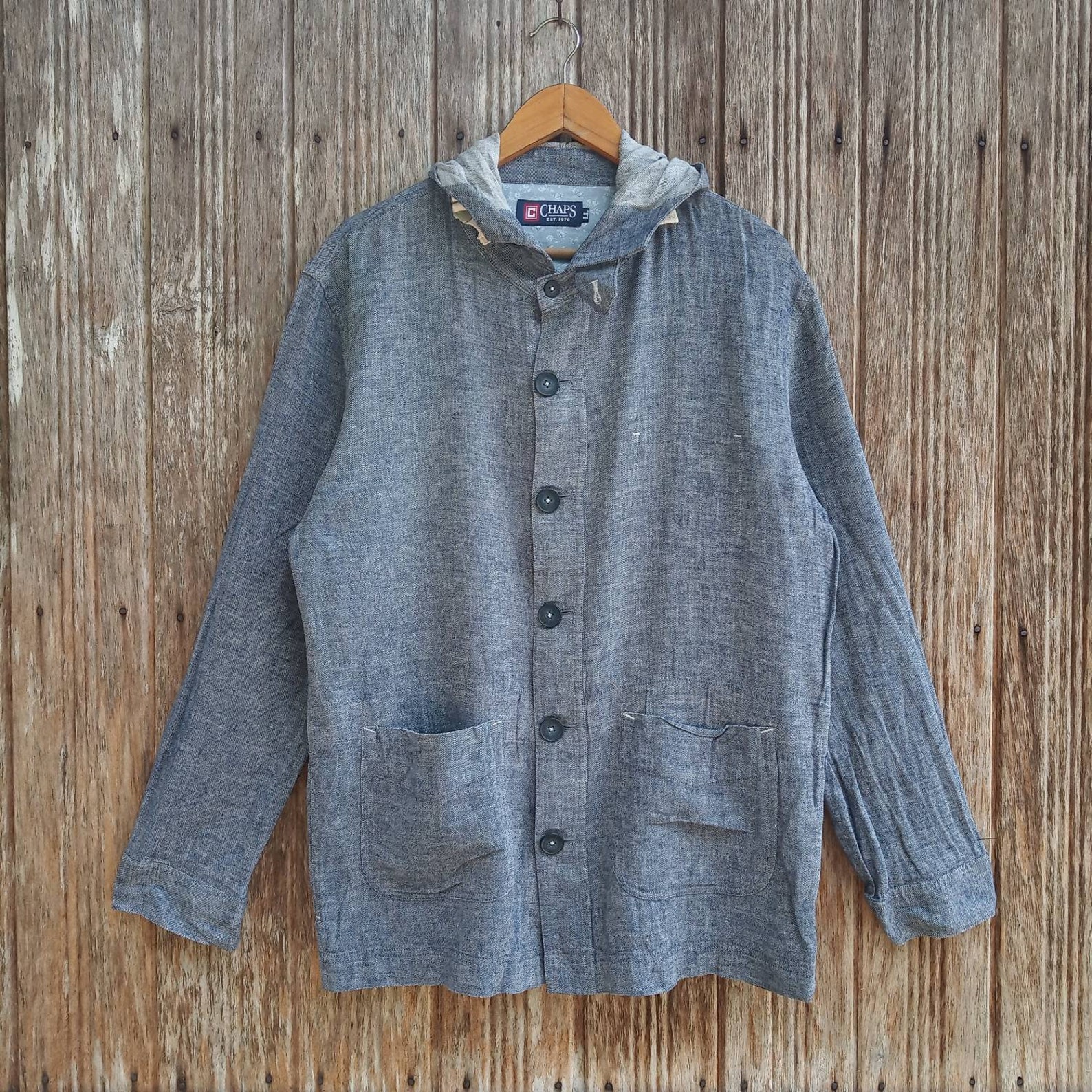 CHAPS Button Down Soft Denime Sweater Hoodie Style Double - Etsy