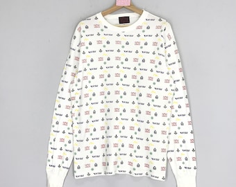Vintage Evisu Jason Japan White Long Sleeves Tshirt Evisu Overprinted Logo Japanese Streetwear Evisu Yamane Seagulls Tees Size 42