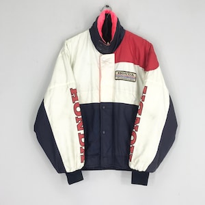 Vintage 90s Honda Racing Team Reversible Zipper Jacket Honda Racing Team Car Colorblock Bomber Jacket Honda Racing Sports Jacket Size M