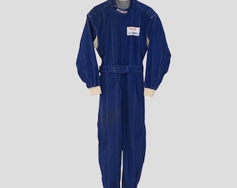 Tuta da lavoro vintage anni '90 blu, tuta da lavoro giapponese, taglia L, per meccanici, ferrovie, con cerniera, giacca e pantaloni.