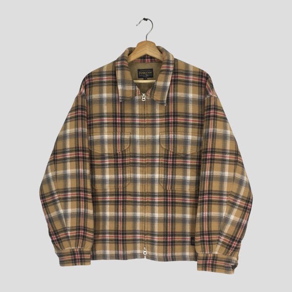 Vintage Pendleton Checkered Brown Jacket Medium P… - image 1