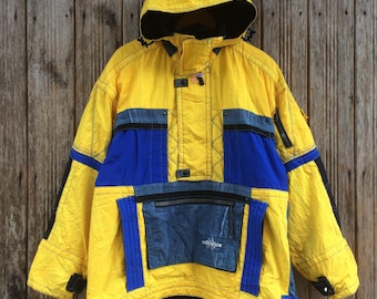 Sällsynt!! Vintage Phenix Adventure Jacket Hoodie Fin design Flerfärgad stil Stor storlek