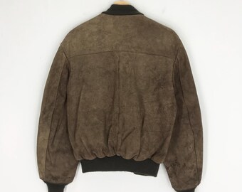 Vintage 90s Schott NYC Brown Suede Pure Leather Jacket