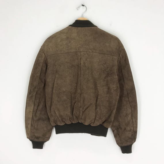 Vintage 90s Schott NYC Brown Suede Pure Leather Jacket Medium