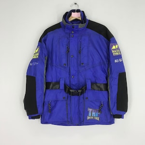 Vintage 90s Racing Force Motorsport Bomber Jacket Blue Zipper Racing Jacket Big Logo Jacket Size M