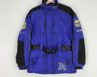 Vintage 90s Racing Force Motorsport Bomber Jacket Blue Zipper Racing Jacket Big Logo Jacket Size M