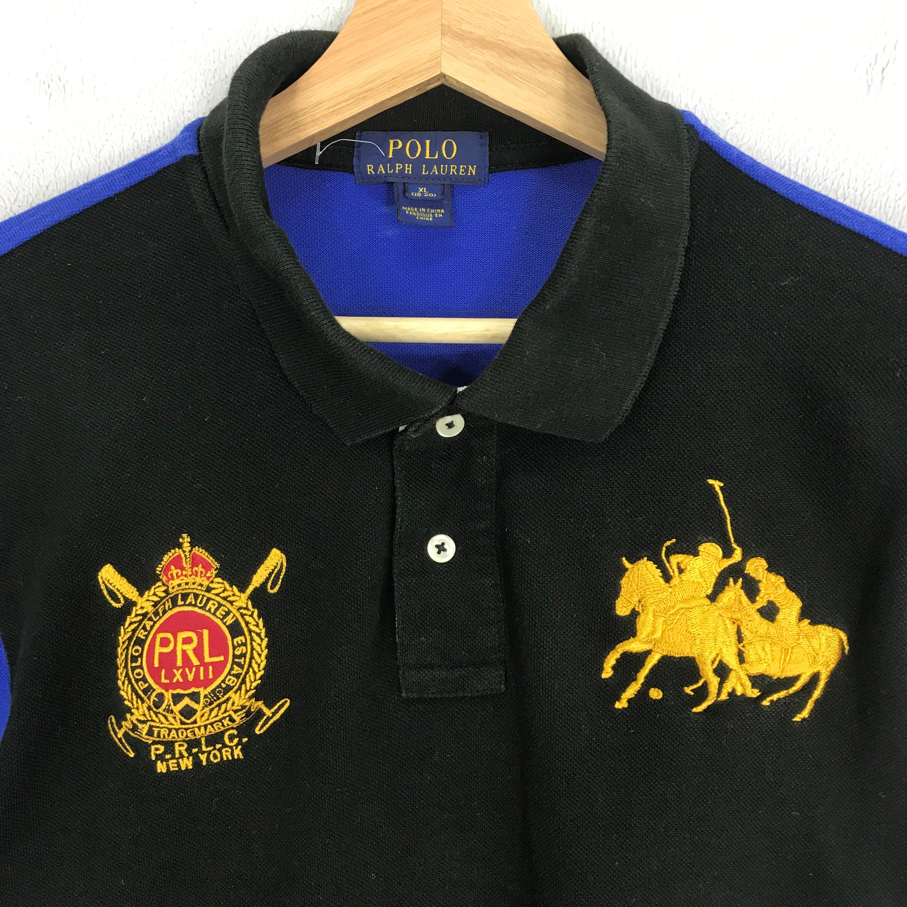 Polo Ralph Lauren Rugby Shirt Blue Black Medium Polo Ralph