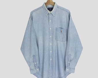Vintage 90s Polo Country Ralph Lauren Jeans Shirt Small Polo Pony