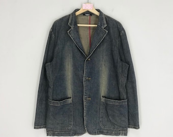 Vintage 90s Tornadomart Worker Frenchwork Denim Jacket Workwear Japan Frenchwork Jacket Jeans Stonewash Union Made Jacket Button Down Size M