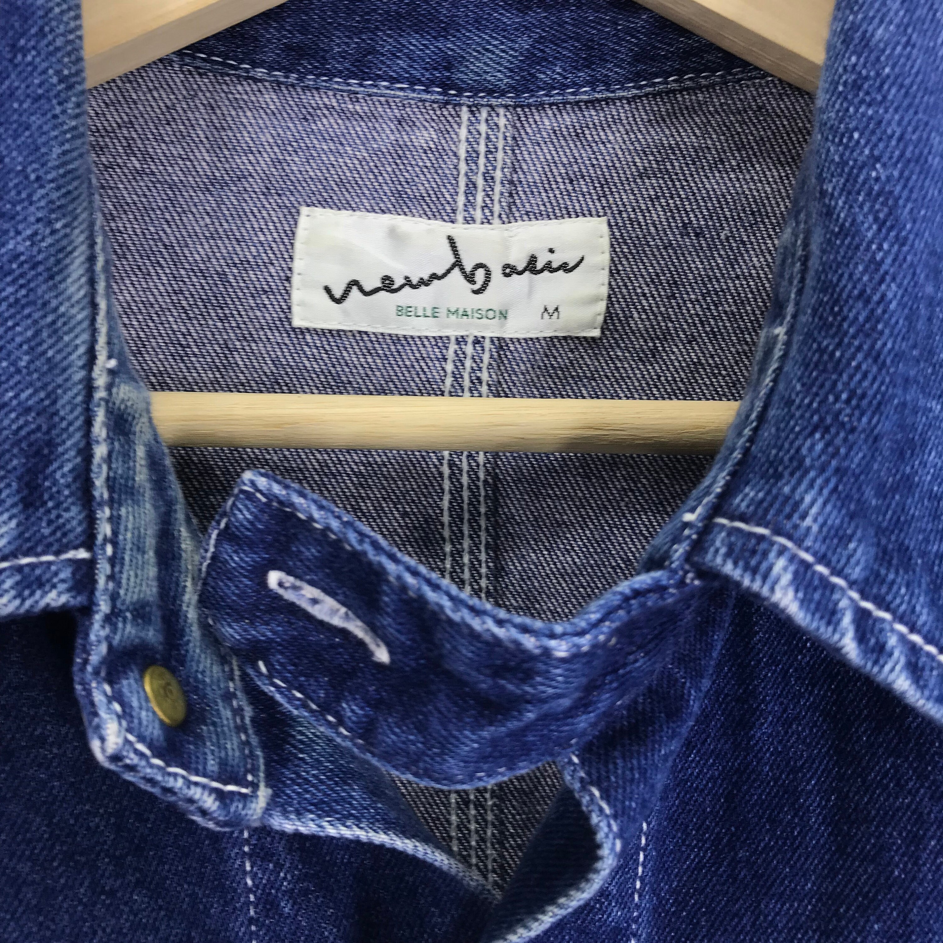Vintage 90s Denim Jeans Labour Jacket Stonewash Denim Blue